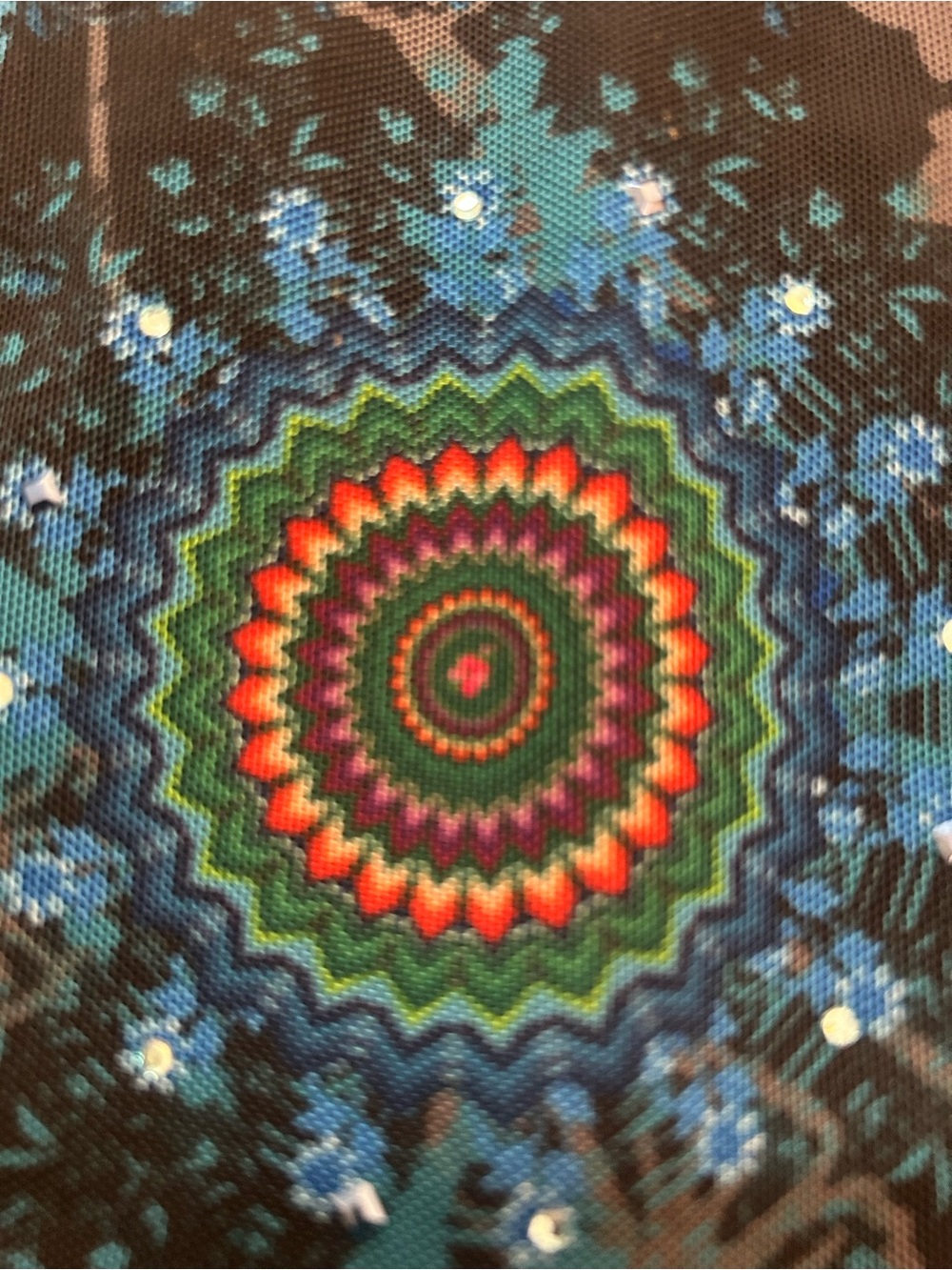 🖤 Desigual XL Black Floral Mesh Tunic Top – Sheer Bell Sleeves – Boho Statement